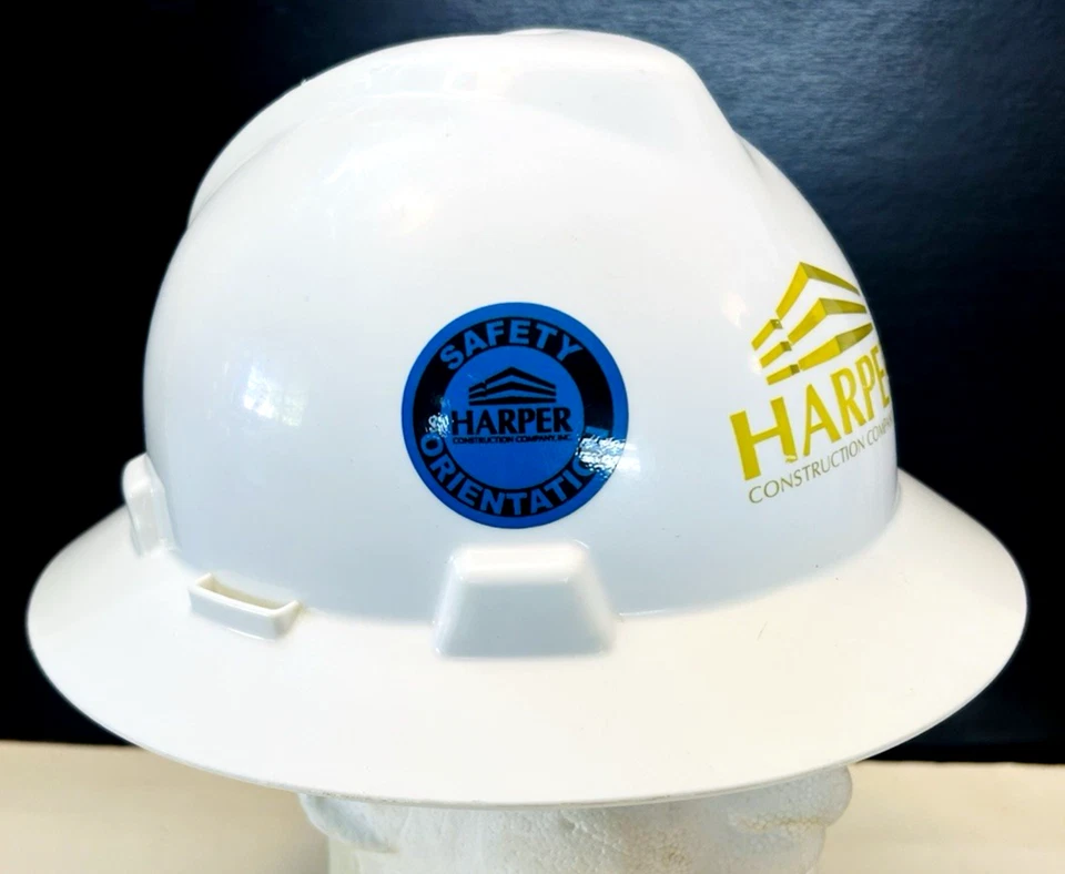 Sombrero duro MSA V-Gard "Think Safety" Harper construcción logotipo EPI mediano EE. UU. Foto 3 de 4