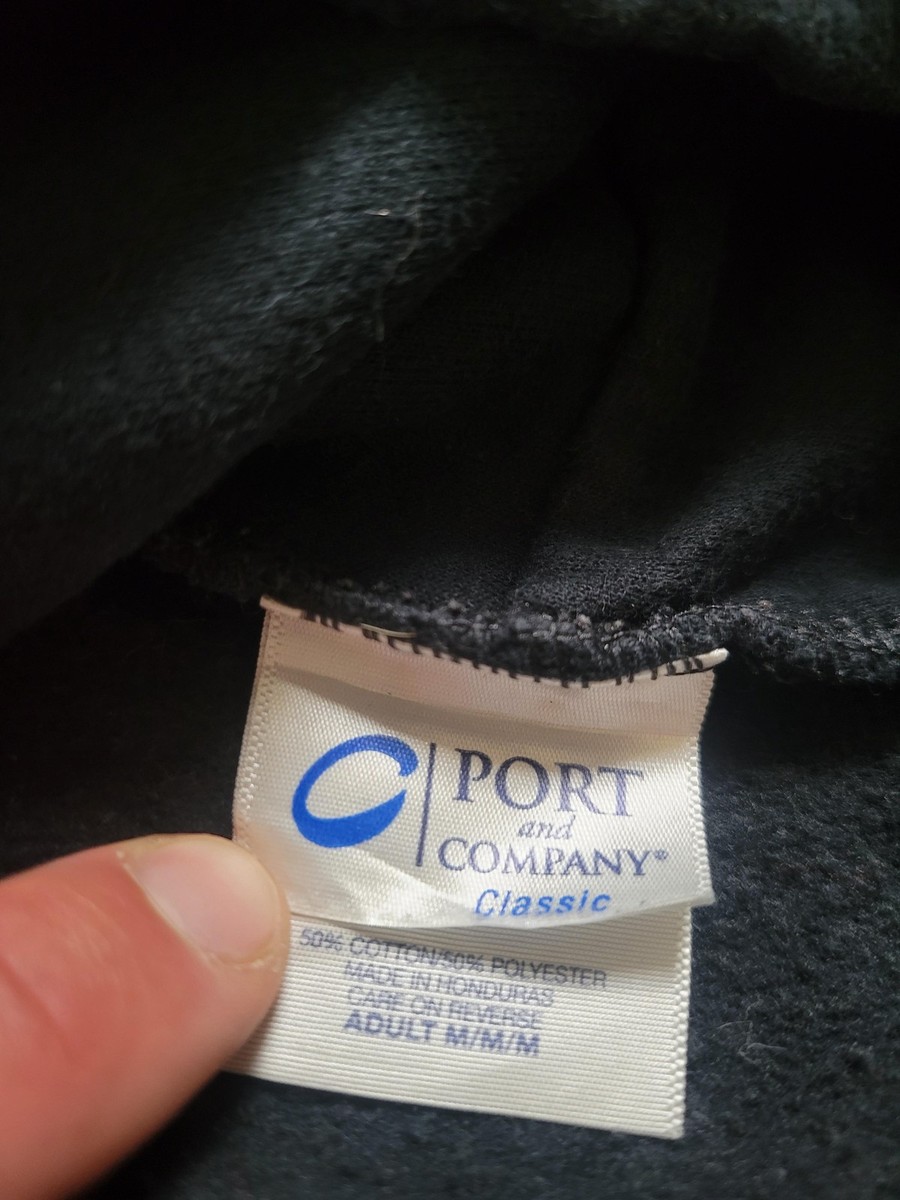 Port and Company Hoodie Mens Medium Black XO Heart Graphic Pullover Sweatshirt View 6
