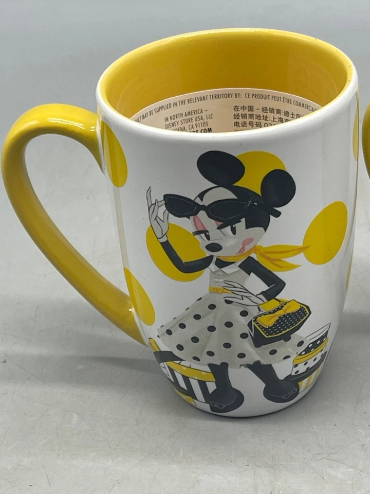 Набор из 2 кружек Disney Store Minnie Mouse с подписью Diva желтые кофейные чашки ЧИТАЙТЕ НОВЫЕ - Изображение 2 из 4