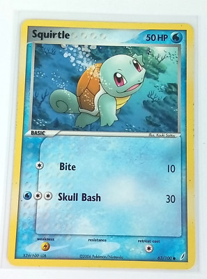 Squirtle 63/100 Crystal Guardians Pokémon Card 2006
