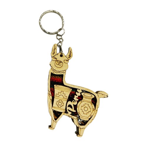 New Machu Picchu Tumi Llama Chullo Peru Textile Wood Gift Souvenir Keychain - Picture 7 of 8