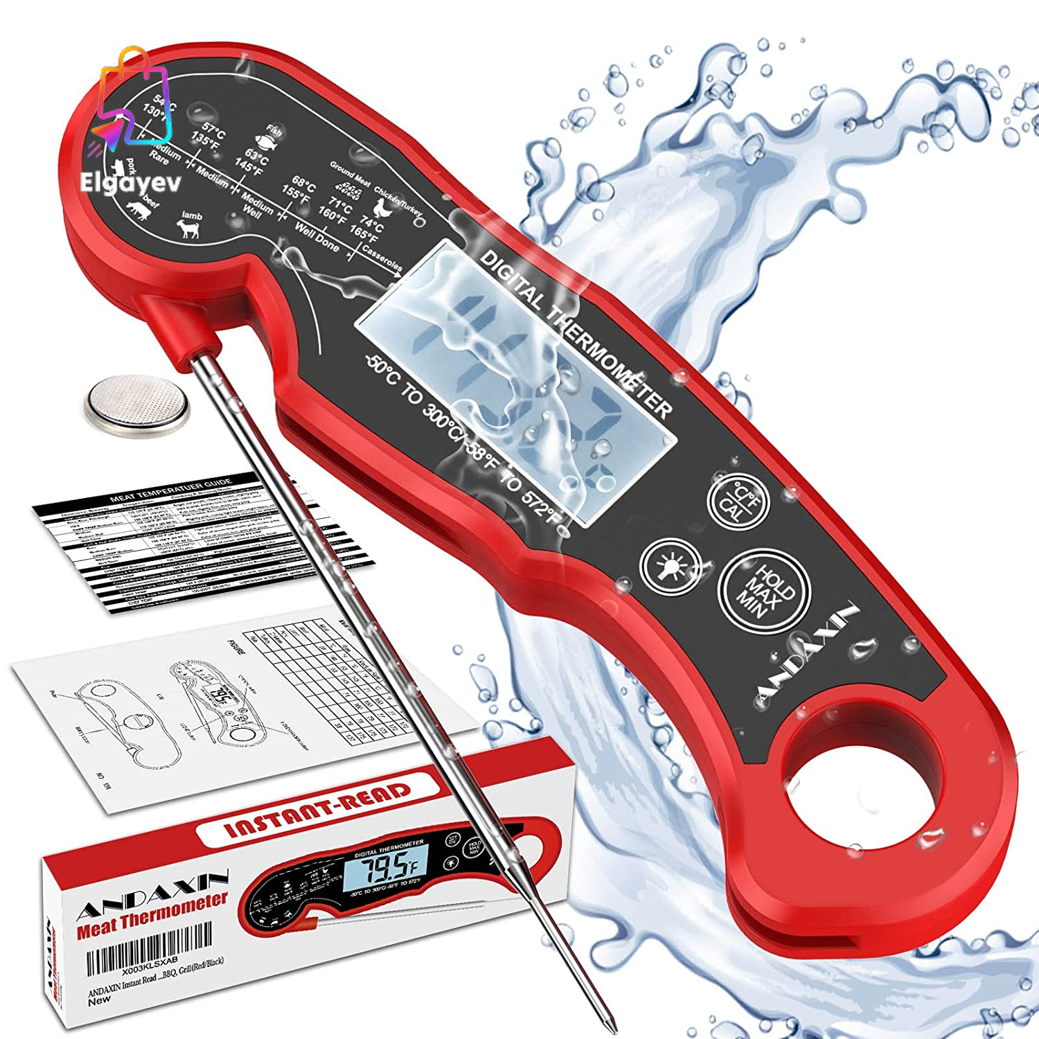 Meat Thermometer Digital for Grilling and Cooking -  Waterproof Ultra-Fast Insta-image