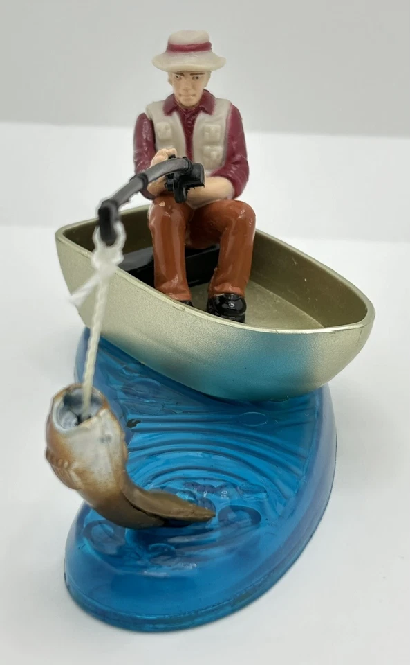 Vintage 4" Cake Topper DecoPac 2002 Fisherman In Boat w/ Fish - Image 2 of 4