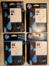 HP 88 Black Cyan Magenta Yellow 4 printer ink cartridges 2016 new in boxes