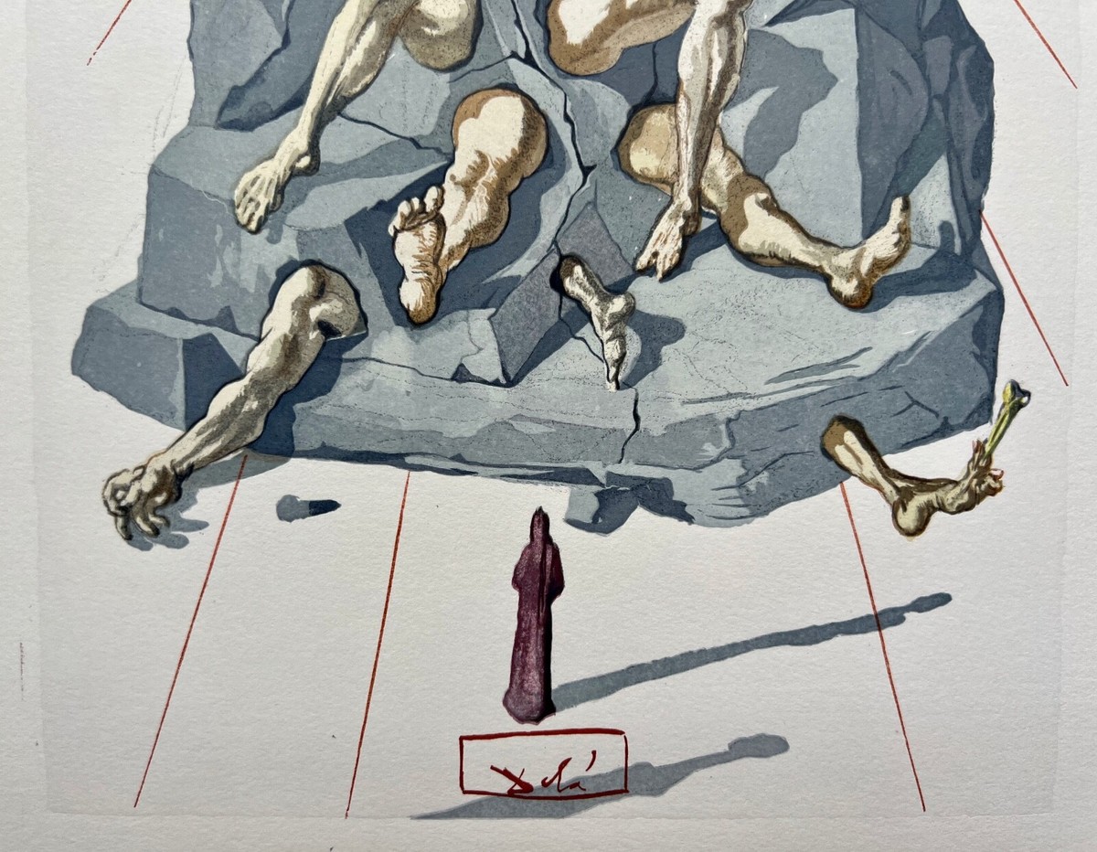 Salvador Dali 1960 Plate Signed DIVINE COMEDY INFERNO #26 Color
