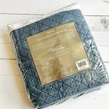 New William & Mary Williamsburg Everard Blue Matelasse Euro Square Pillow Sham