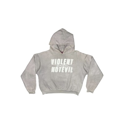 Violent Not Evil kastenförmig Logo Hoodie Herren klein staubig rosa Overdye