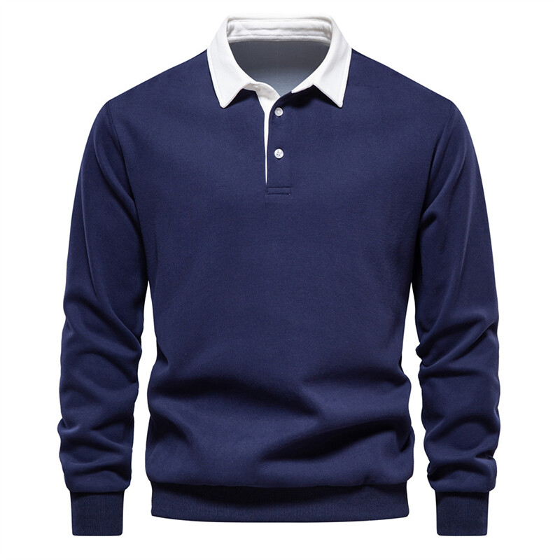 Men's Autumn Long Sleeved Polo Collar Sweatshirt Leisure and