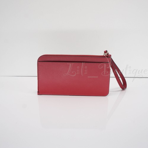 NWT Kate Spade KD546 Lucy Medium L-Zip Wristlet Saffiano Leather Candied Ch Red - Picture 3 of 7