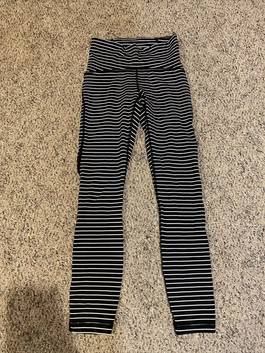 Lululemon Rare Stripe Black White Wunder Under Mesh Pant Legging Sz 4