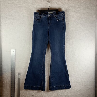 Free People Jeans Women's 29 Blue Denim Cotton Mid-Rise 5-Pockets Bootcut 7826