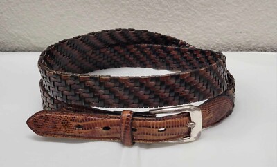 Brighton Two Toned Braided Leather Belt Size 44 | eBay