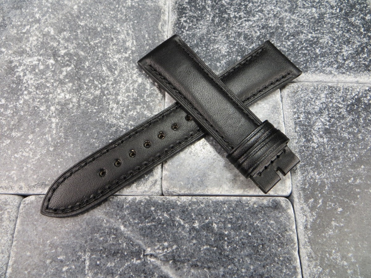 Bracelet Cuir Omega Noir 20 Mm - Neuf Sans étiquettes - Pour Montre De Luxe - Remplacement Ou Customisation