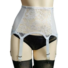 S-3XL Floral Lace Girdle Vintage Garter Belt 6 Straps Suspender Belt Metal Clips