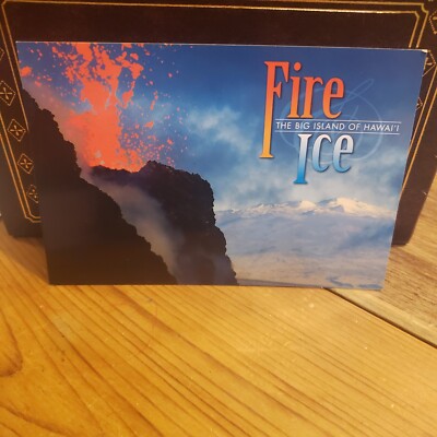 Hawaii Erupting Volcano Big Island Fire And Ice Mauna Kea Lava Map Snow Postcard