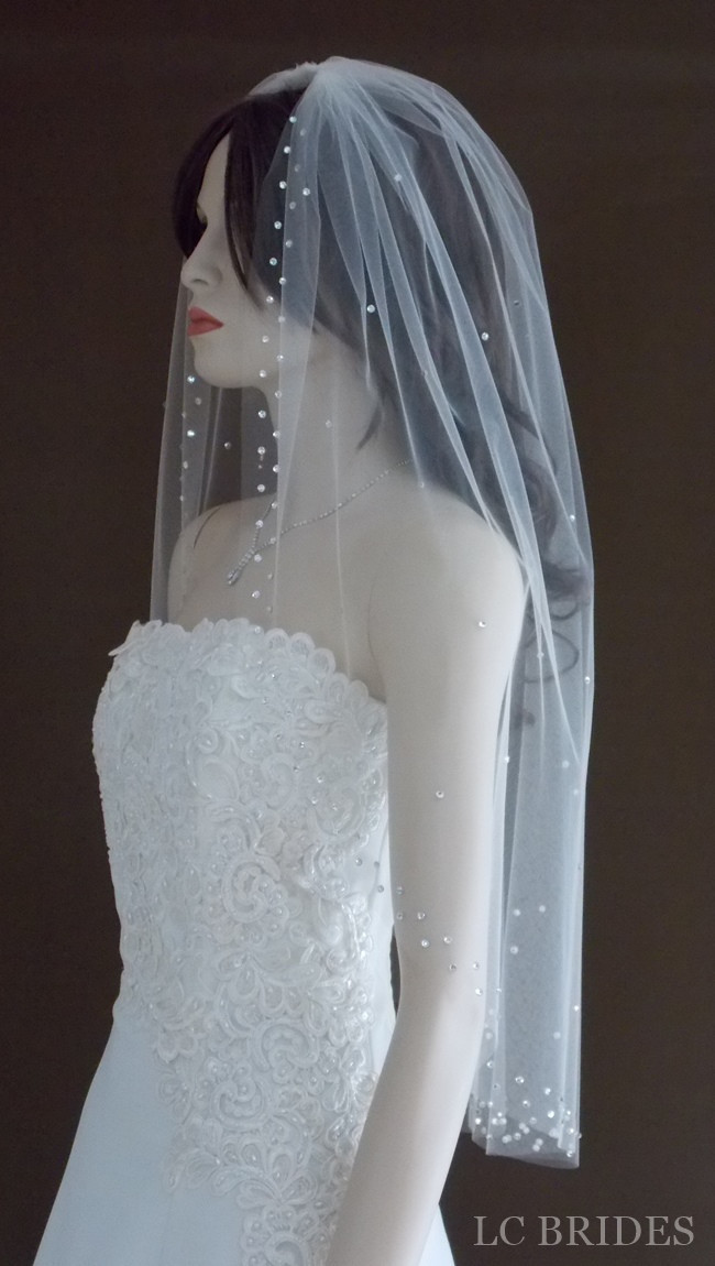 Wedding Veil, Bridal Veil - Swarovski Crystal 1 Tier White  display picture 3