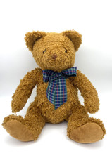 Melissa Doug Brown Teddy Bear Curly Fur Huggable Plush Plaid Bow 16"