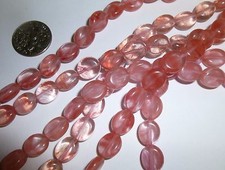 8x10mm Flat Oval Gemstone Cherry Quartz Beads 15.5 " Jewelry Making Beads
