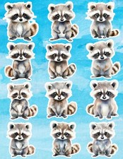 Raccoon Die Cut Vinyl Stickers Set Scrapbooking Laptop Waterbottle