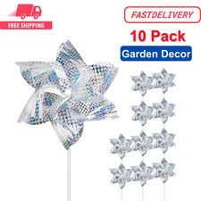 SUNPRO Reflective Pinwheels, 10-Pack Extra Sparkly Pinwheels For Garden Decor