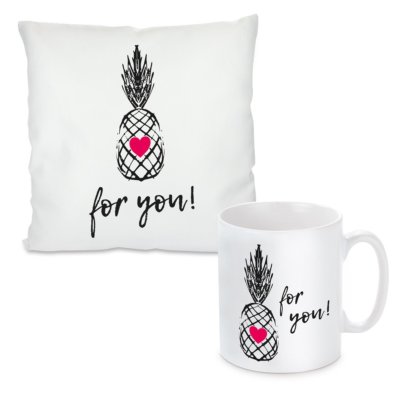 Herzbotschaft  Set Kissen & Tasse Modell: ''Pineapple''
