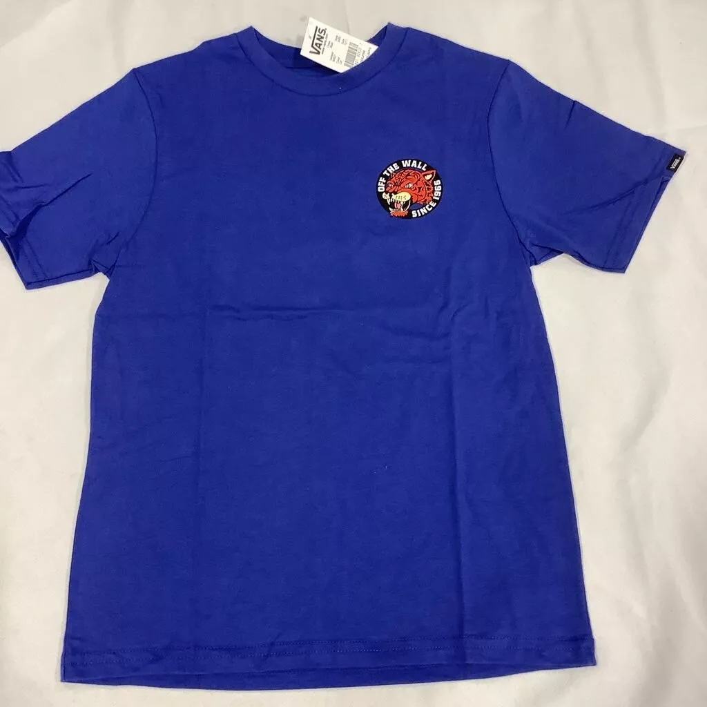 Vans Wolf Off The Wall Since 1966 Boys Pullover Graphic T Shirt Blue XL 14 16