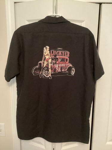 Vintage Lucky 13 Red Kap Touchtex Black Button Down Short Sleeve Work Shirt L - Picture 4 of 5