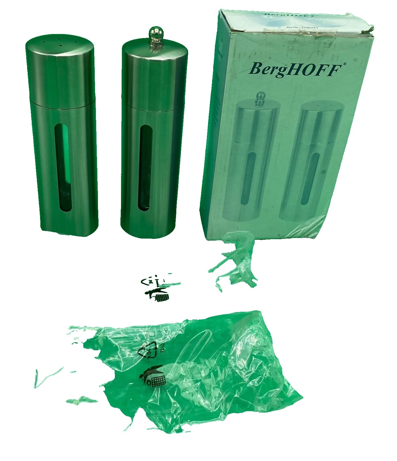 BergHOFF Salero y pimentero de acero inoxidable y Mills