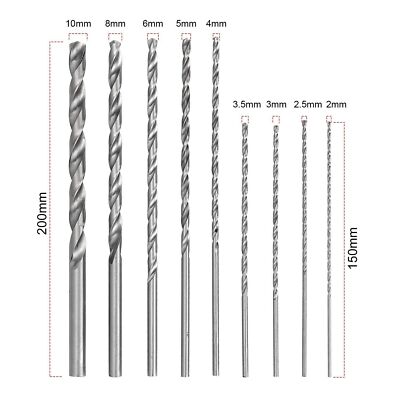 150-200mm Extra Lang Metallbohrer 2-10mm Spiralbohrer HSS Stahlbohrer Bohrer Set