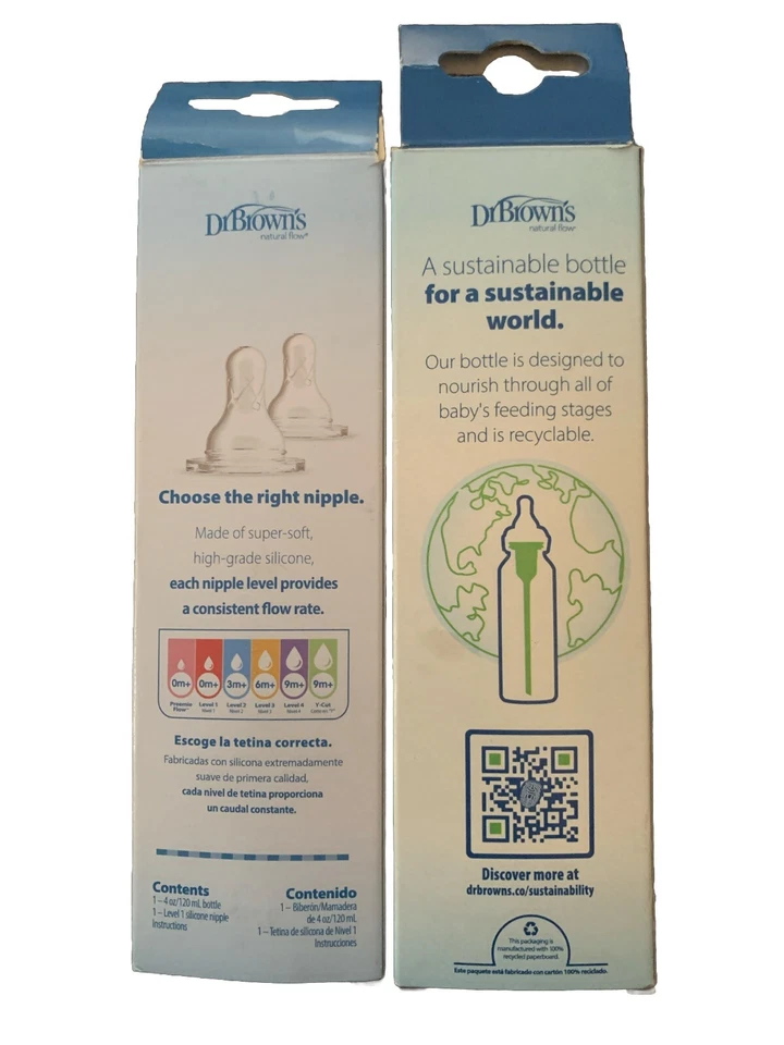 Lote de 2 nuevos biberones estrechos Dr Browns opciones anticólicos 4 oz 120 ml nuevos Foto 2 de 3