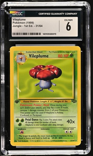 Vileplume (1st Edition) graded CGC 6 for sale on eBay