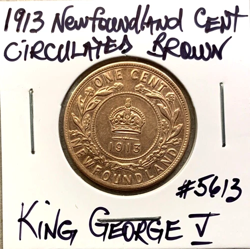 Photo of a 1913 Newfoundland Large Cent from an eBay listing that sold on May 1, 2026