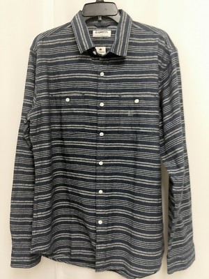 NWT Express Men's LARGE Shirt Blue Gray Linen Blend   BP65