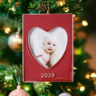 POTTERY BARN 2020 Red Enamel Heart Picture Frame ORNAMENT DISCONTINUED 