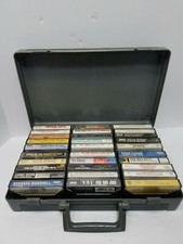 Vintage Black/ Gray Hard Plastic Audio Cassette Tape Storage Case Fits 30 FULL