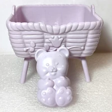 My Little Pony Newborn Twins lavender bassinet & bear brush G1 1987 Hasbro