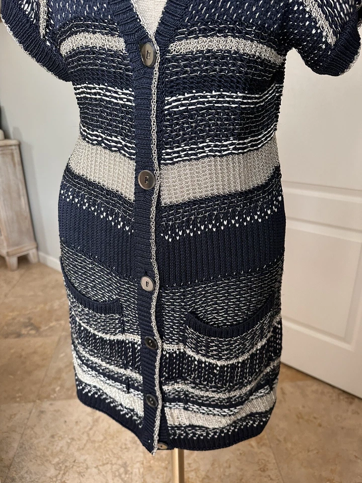 Cárdigan de punto metálico de seda a rayas Oscar De La Renta Foto 4 de 4