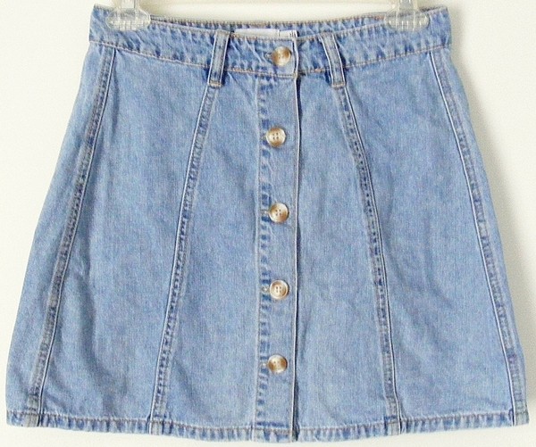 element DENIM SKIRT button front Short light blue Denim Cotton 28W ~ Women sz 6