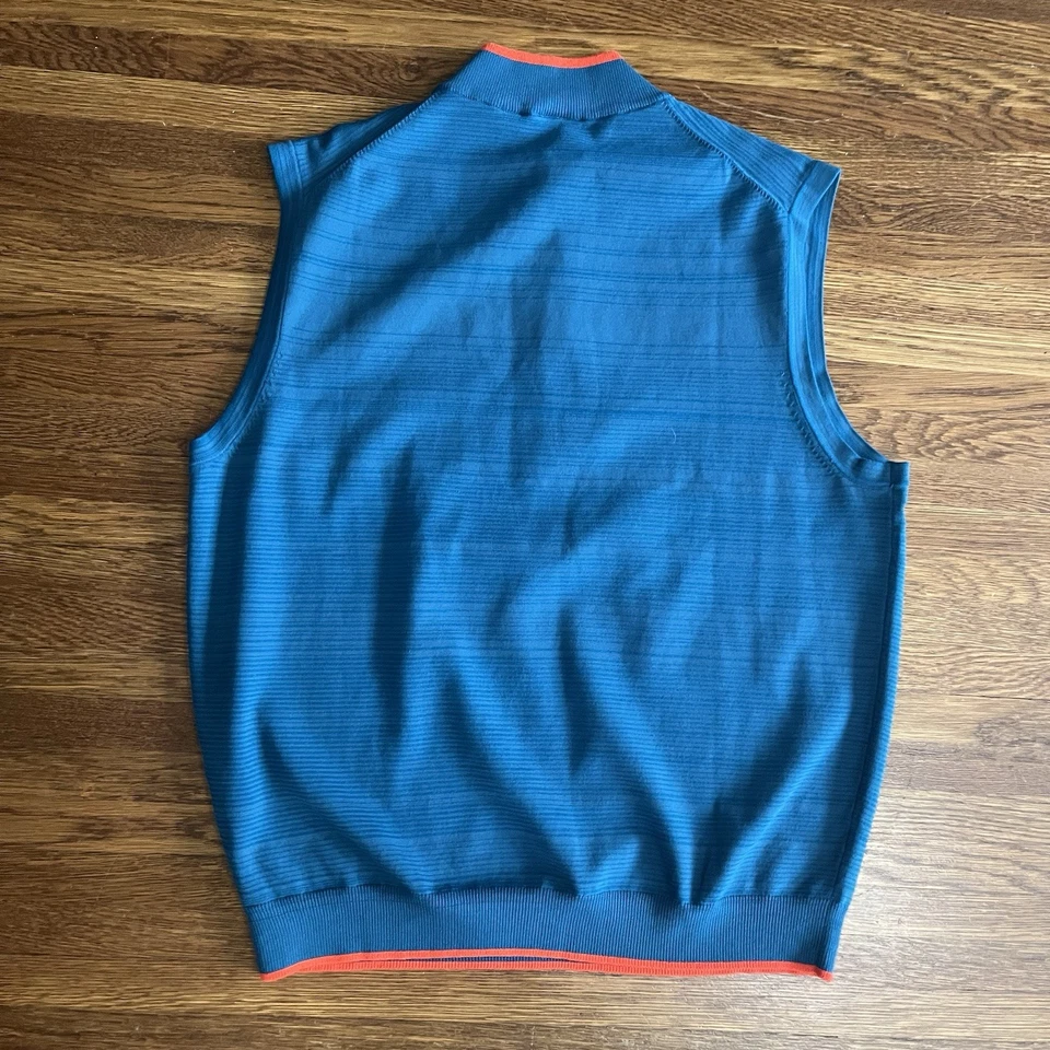 Cutter And Buck Men’s Sweater Vest Cardigan L Preppy golf Teal  - Image 4 of 4