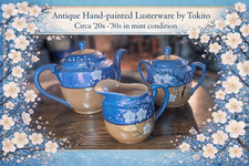 Antique Hand  Paint Tokito Lusterware Trio 20s  30s Japanese-made Tea Set Mom