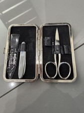 F.  Hammann Mens Grooming Kit Made In Germany Black Alligator Leather Case