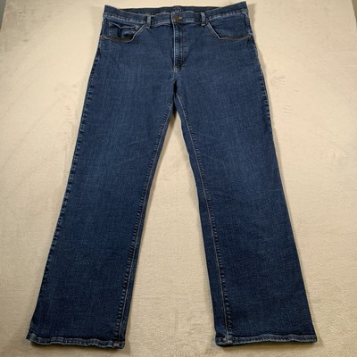 Mott & Bow Jeans Mens 40x32 Blue Straight Leg Dark Wash Mid Rise Denim Zip Fly