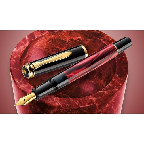 Penna stilografica Pelikan F pennino fine classico marmo rosso M200 edizione limitata ufficiale - Foto 3 di 3