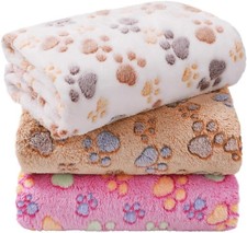 1 Pack 3 Blankets Super Soft Fluffy Premium Fleece Dog Blankets for Puppy Cat