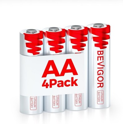 BEVIGOR AA Lithium-Batterien 4 Stück, 3000mAh 1.5V High Capacity AA-Batterien