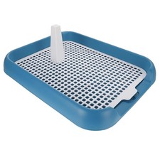 Dog Potty Tray with Wall Post: Indoor Puppy Training Toilet Blue Plastic Mesh...