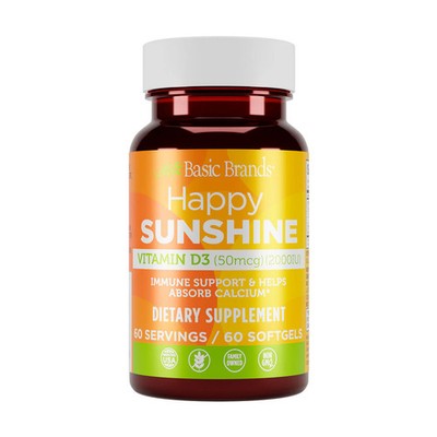 Basic Health Brands  Happy Sunshine Vitamin D3, 2000 IU