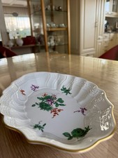 Meissen Gebäckschale, Bukett Alte Manier: Kupfergrün Eisenrot Purpur Goldrand