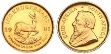 South Africa Krugerrand 1/10 oz Ounce Gold - 1981 - Gold Coin 3804.10 per troy oz