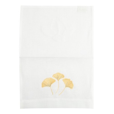 Serenk Gingko White Linen Guest Towel 25x35cm